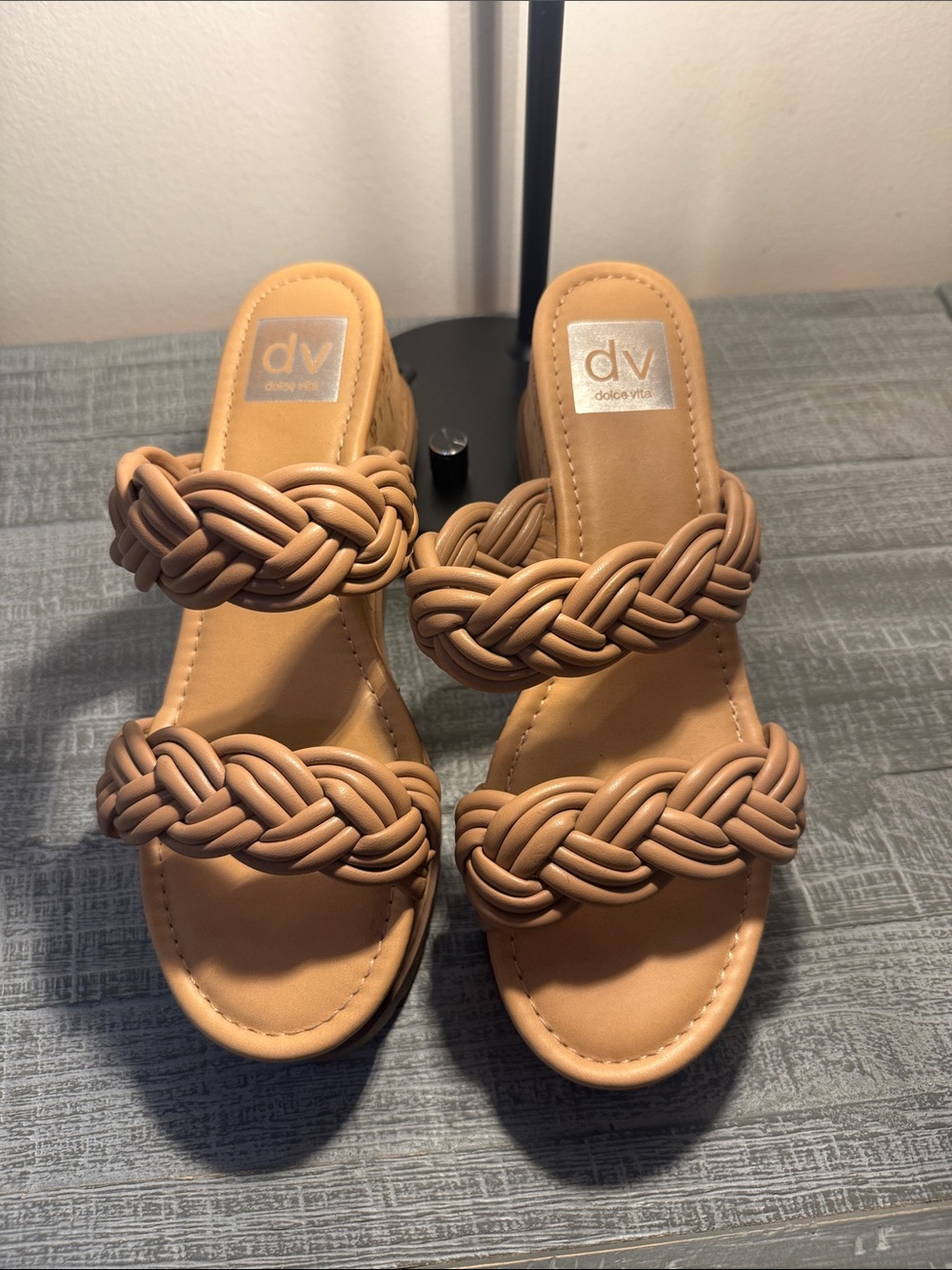 Dolce Vita Tan Braided Double-Strap Slide Sandals